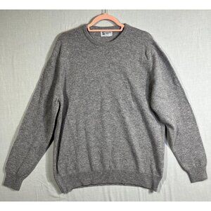 Johnston of Elgin Made in Scotland Sweater Mens Size 46 Gray Wool Pullover Crew